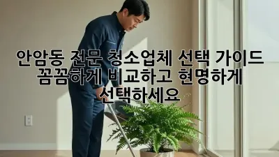 안암동 전문 청소업체 선택 가이드: 꼼꼼하게 비교하고 현명하게 선택하세요!